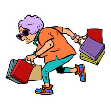 Alışveriş ile Moda yaşlı kadın