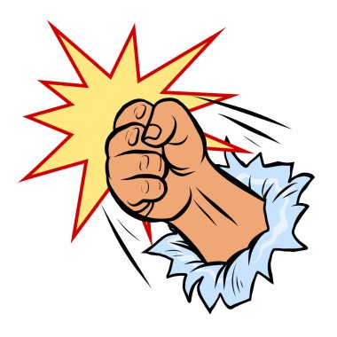 bir yumruk duvara çarpar