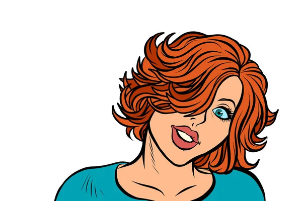 Mignonne femme aux cheveux roux look — Image vectorielle