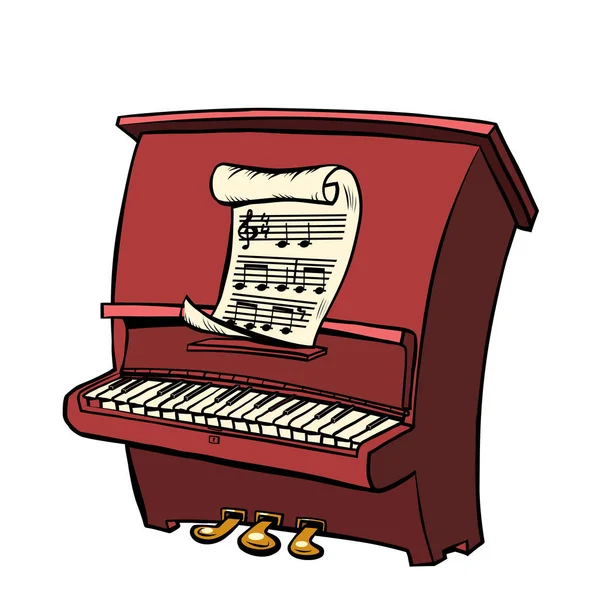 Alat musik piano. lembaran musik - Stok Vektor