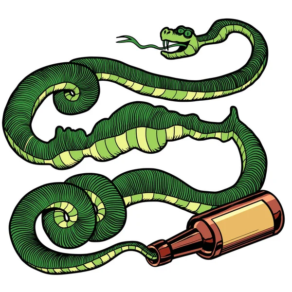 Alcohol beber serpiente verde — Archivo Imágenes Vectoriales