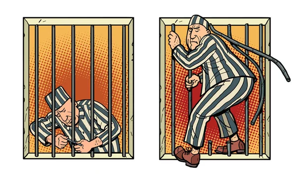 Bir mahkum hapisten kaçar. Jailbreak — Stok Vektör