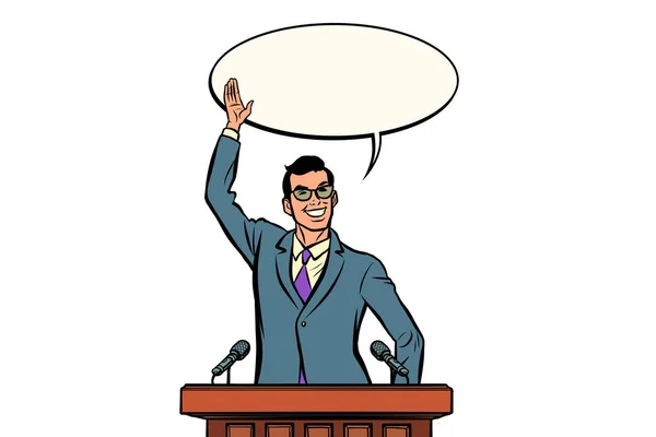Homme d'affaires ou homme politique intervenant sur le podium — Image vectorielle