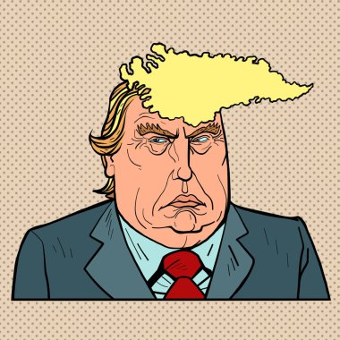 Grönland ve Donald Trump'ın karikatürü. Abd Başkanı Danimarka Adası Saç Modeli ile