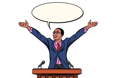afrikalı Işadamı veya politikacı konuşmacı kürsüde konuşan