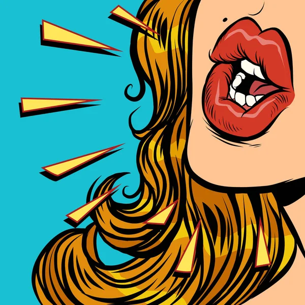 Κοντινό-up γυναίκα στόμα μιλάει — Διανυσματικό Αρχείο