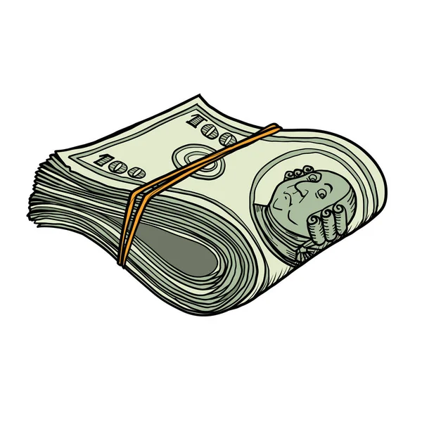 100 dollars bundel van bankbiljetten gum — Stockvector