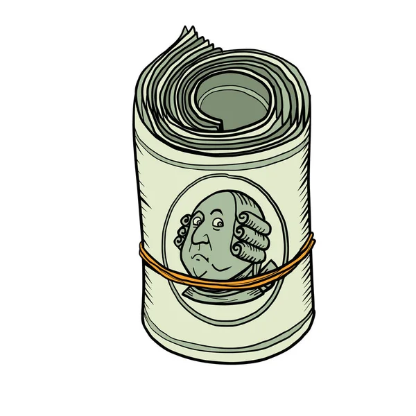 100 dollars bundel van bankbiljetten gum — Stockvector