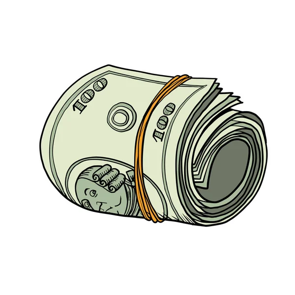 100 dollars bundel van bankbiljetten gum — Stockvector
