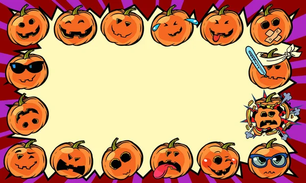 Émotionnel Halloween citrouille vacances cadre arrière-plan — Image vectorielle