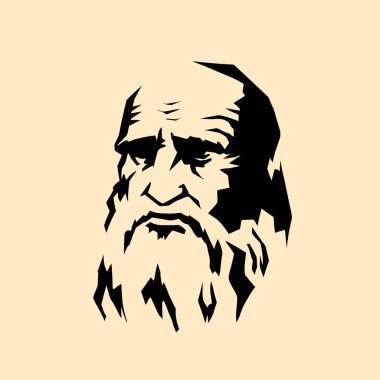 Leonardo da Vinci stilize portre. Rönesans'ın sanatçı heykeltıraş bilim mühendisi