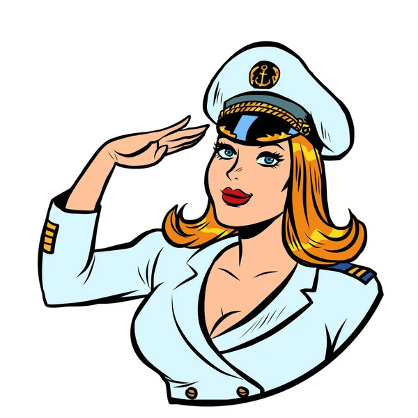 海船の女性船長 — ストックベクタ