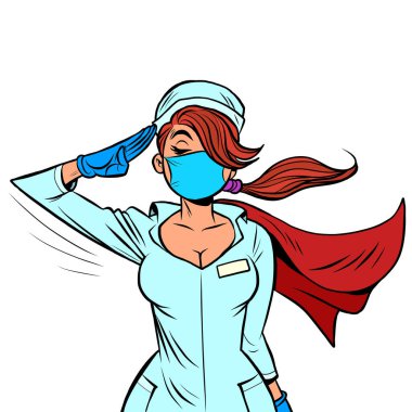 super hero nurse military salutes clipart