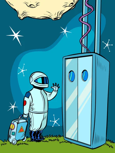 Ascenseur spatial et astronaute — Image vectorielle