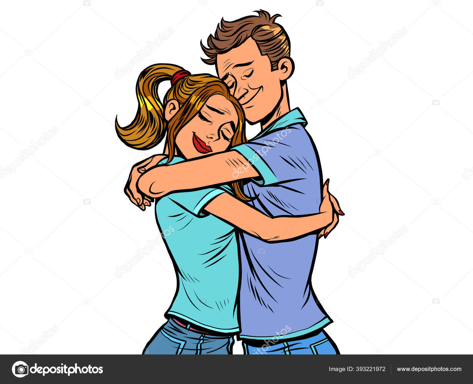 A couple hug each other. Love and a romantic date Stock Vector Image by  ©rogistok #393221972