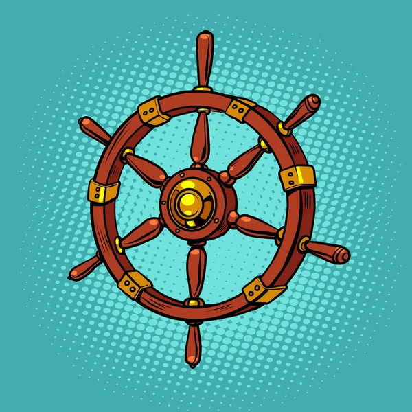 Wooden steering wheel of a sea ship — Stock Vector