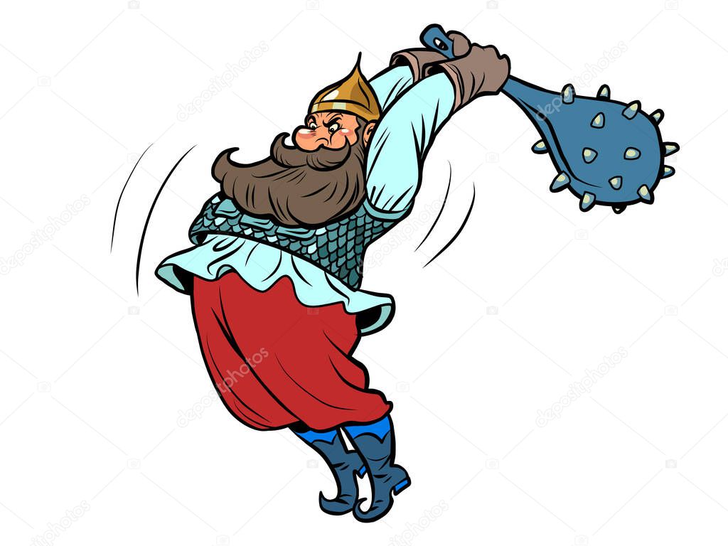 Russian bogatyr hero. Comics caricature pop art retro illustration drawing