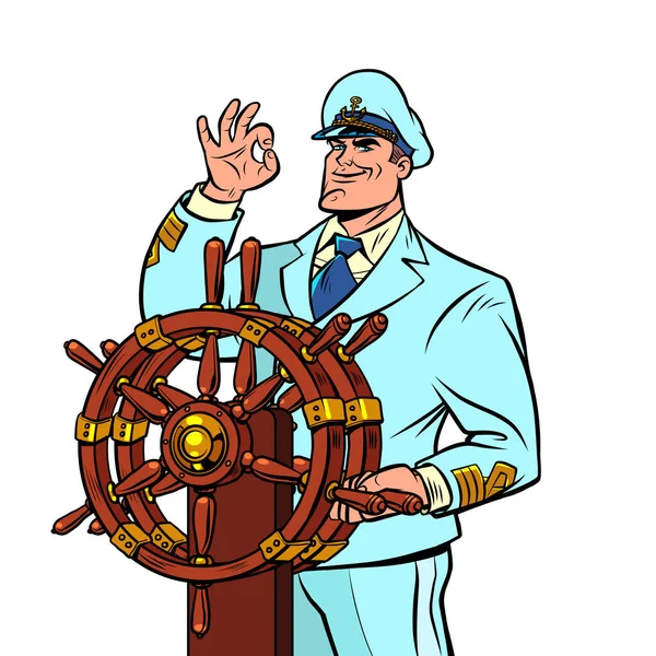 Ship captain in a white uniform — Stock Vector