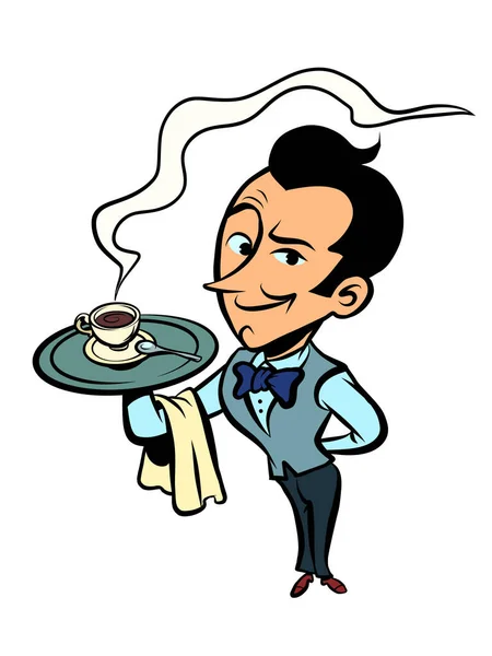 Офіціант з чашкою кави або чаю — стоковий вектор