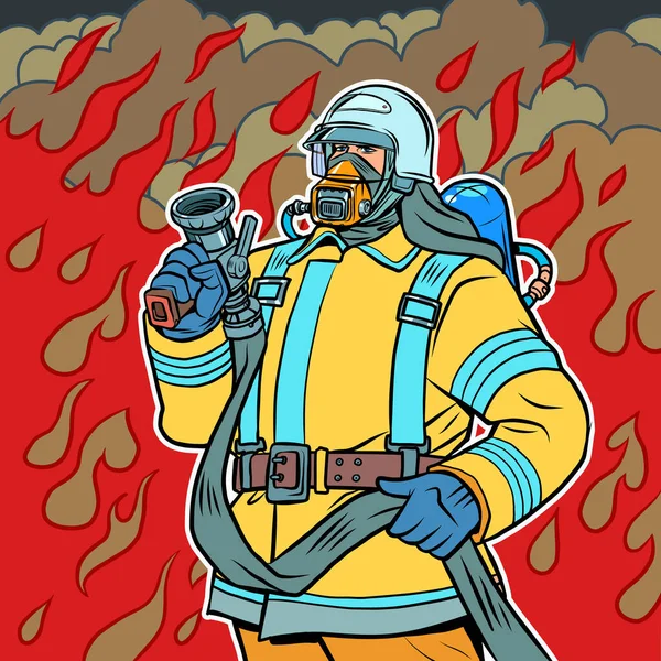 Bombero, bombero profesional masculino — Vector de stock