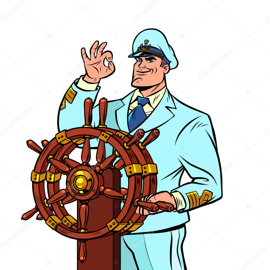 Ship captain in a white uniform