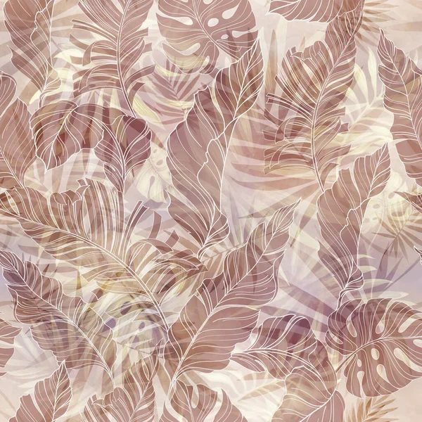 Fond Tropical Sans Couture Avec Des Feuilles Palmier Illustration Tropicale — Photo