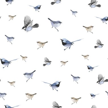 Yumuşak uçan kuşlarla kusursuz desen ve arka plan