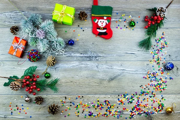Neujahr Und Weihnachten Spielzeug Auf Einem — Stockfoto