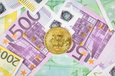 Euro banknot, Euro banknot bitcoin ile doku üzerinde Bitcoin yalan