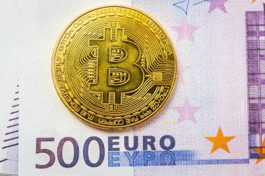 Euro banknot, Euro banknot bitcoin ile doku üzerinde Bitcoin yalan