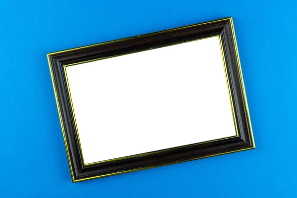 Wooden frame blue background — Stock Photo, Image