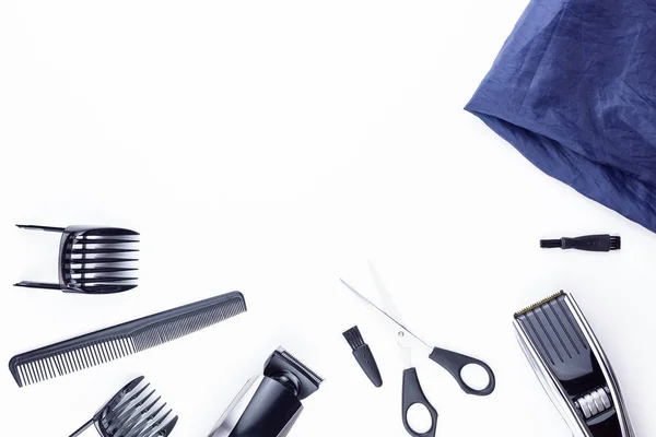 Scissors and combs on white — Stock Photo, Image