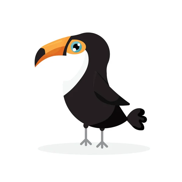 Toucan Bird Cartoon Character Cute Toucan Flat Vector Isolated White — Stock Vector