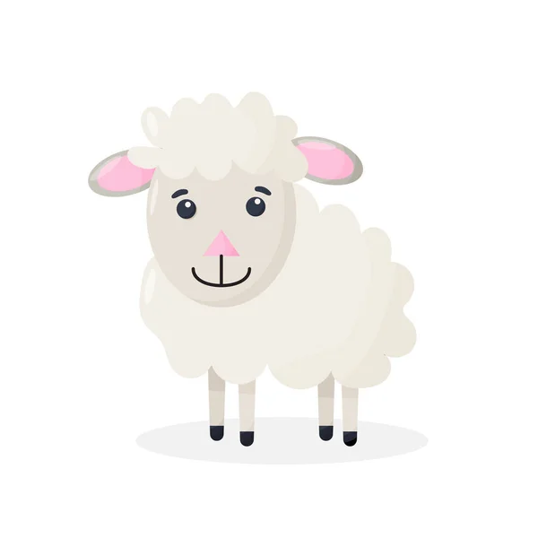 Lindo personaje de mascota de oveja de dibujos animados. Vector Ilustración aislada de ovejas esponjosas . — Archivo Imágenes Vectoriales