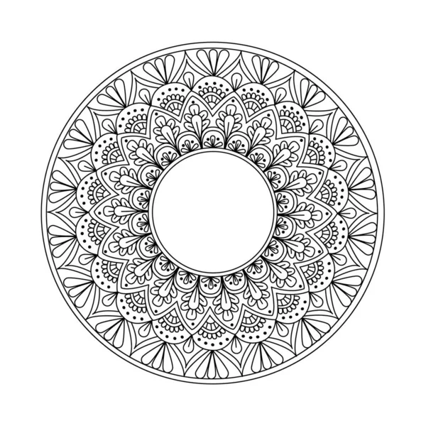 Vector de mandala blanco y negro aislado en blanco . — Vector de stock