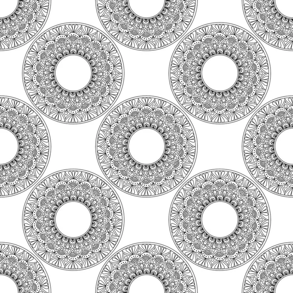 Fantaisie motif sans couture avec mandala ornemental. abstrait ronde fond de fleur doodle. — Image vectorielle
