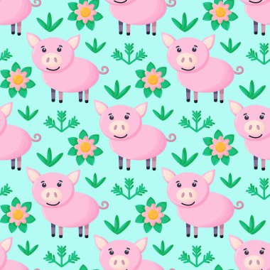 Domuzla kusursuz desen, vektör tekstil kumaş baskı vektör çizimi