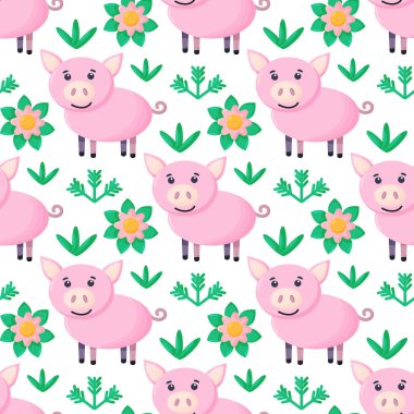 Domuzla kusursuz desen, vektör tekstil kumaş baskı vektör çizimi