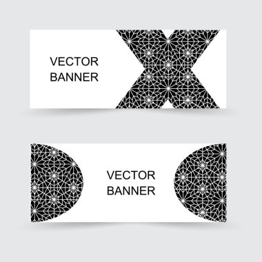 Geometrik afiş seti, web sitesi afiş şablonu tasarımı. İniş sayfası tasarımı, tanıtım afişi, reklam. 