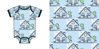 Vektör olarak yeni doğmuş bebek tulumu. Kusursuz desen