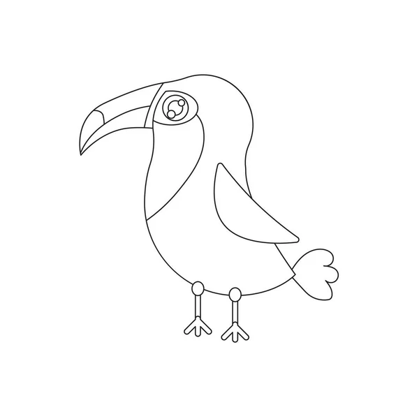 Modèle coloré et noir et blanc pour la coloration. Illustration de toucan mignon. Feuille de travail pour enfants et adultes. — Image vectorielle
