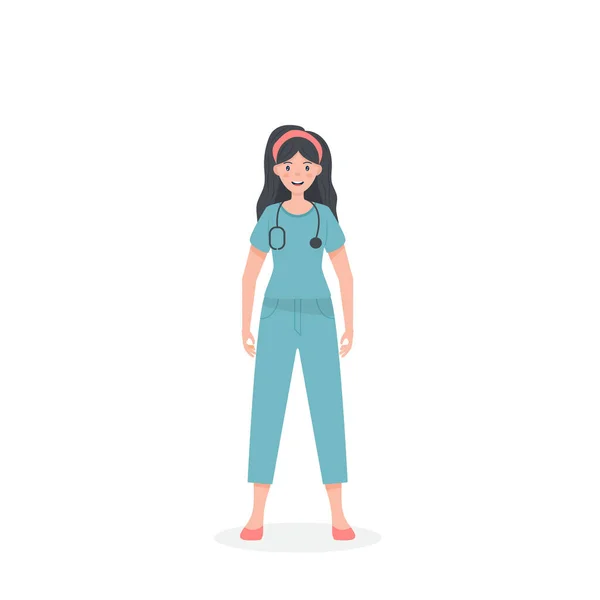 Ilustración Vectorial Una Doctora Aislada — Vector de stock