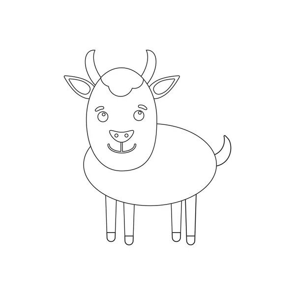 Coloring Page Outline of cartoon goat. Farm animals. Coloring book for kids. — Stock Vector