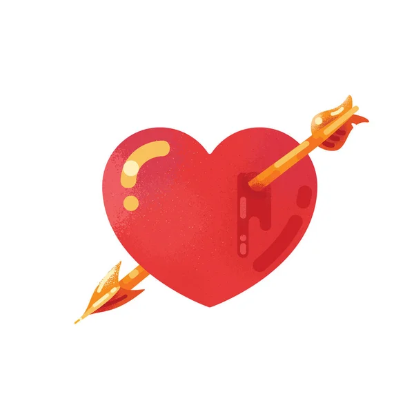Icono corazón rojo con flecha. Ilustración vectorial . — Vector de stock