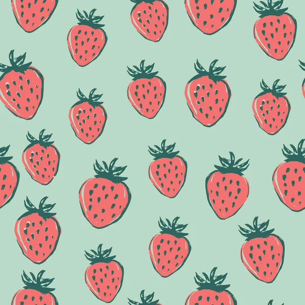 딸기 껍질없는 패턴이야. 여름 음식 — 스톡 벡터