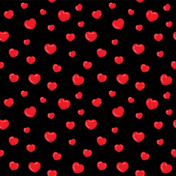 Corazones planos patrón sin costuras. Rojo y negro Gráficos vectoriales