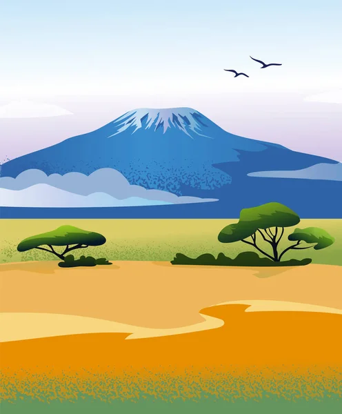 Paisaje africano con montaña del Kilimanjaro Gráficos vectoriales