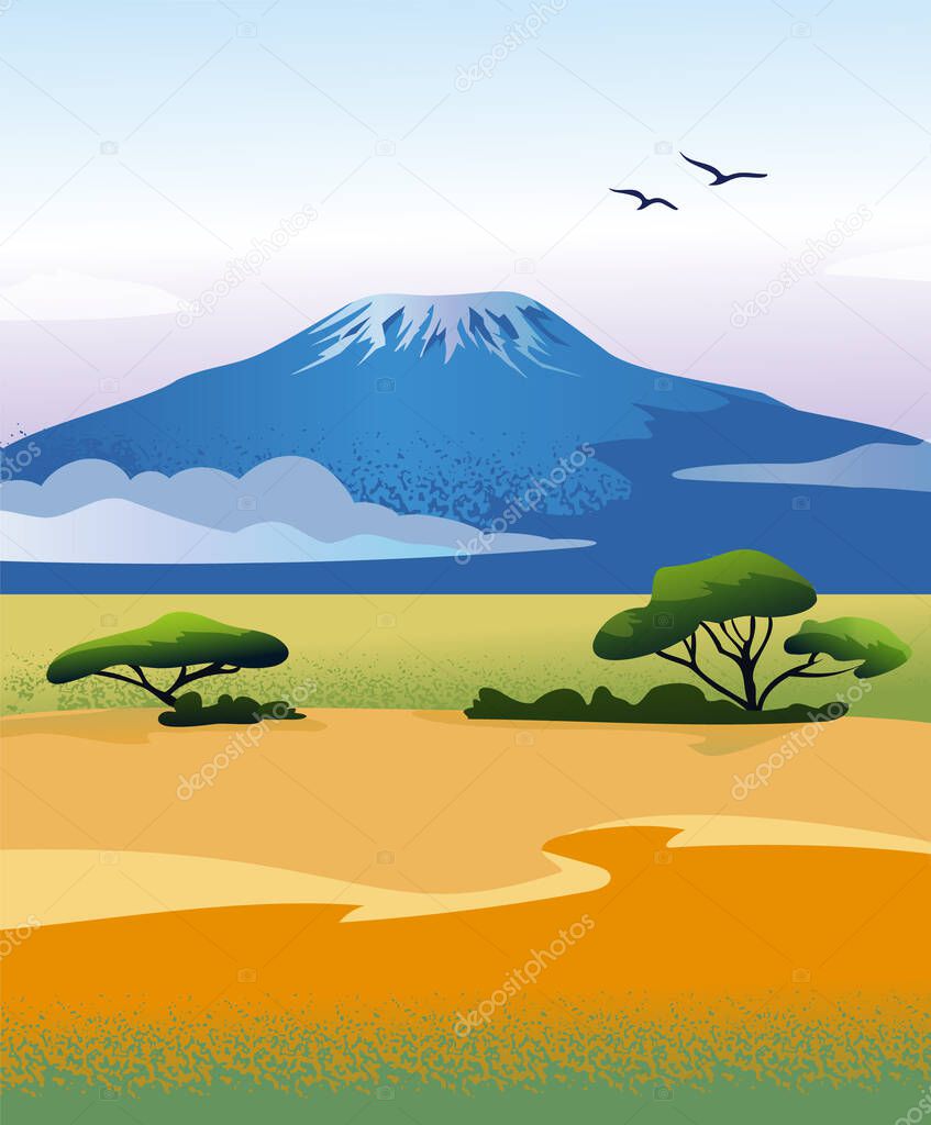 African landscape with Kilimanjaro mountain