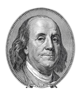 Franklyn Benjamin portrait from one hundred dollar bill isolated clipart