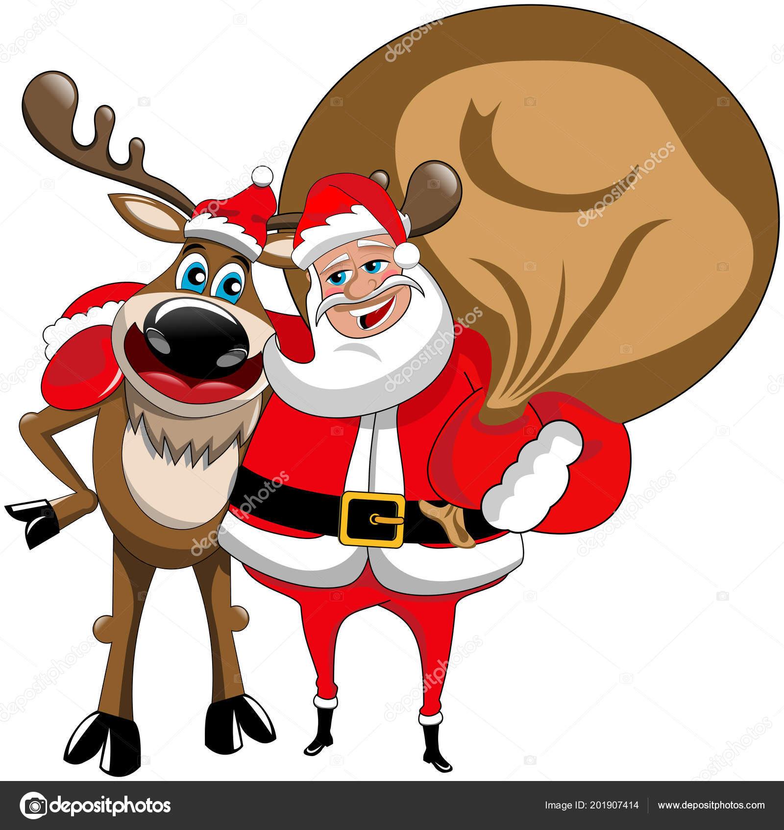 Cartoon Funny Reindeer Santa Claus Hugging Isolated Eps File Available  Stock Vector Image by ©canbedone #201907414